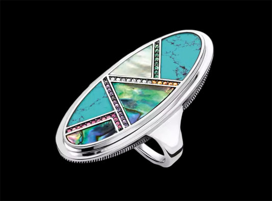 Stacked Gemstone Ring 925 Sterling Silver Size 8