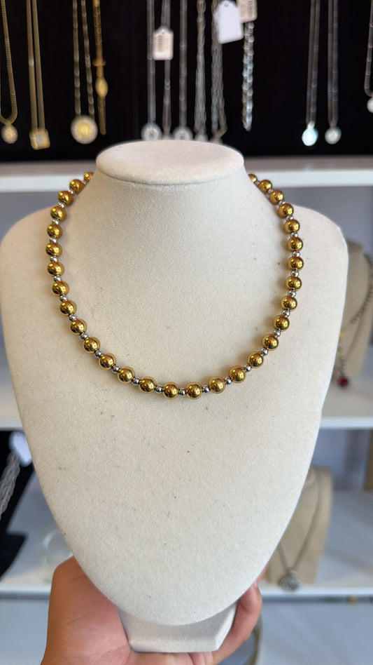 Big Gold Beads With Silver Spacers Stainless Steel