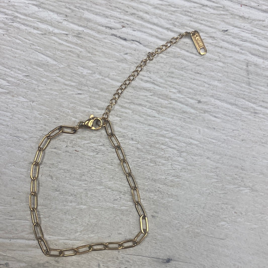 Gold Paper Clip Charm Bracelet
