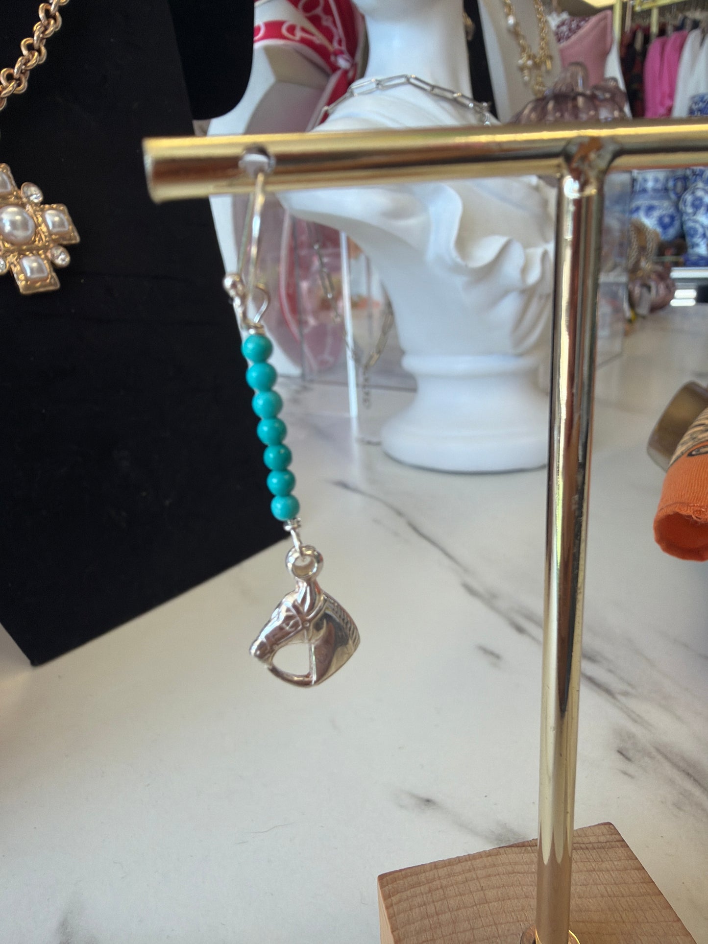 Sterling Silver Beaded Horse Earrings