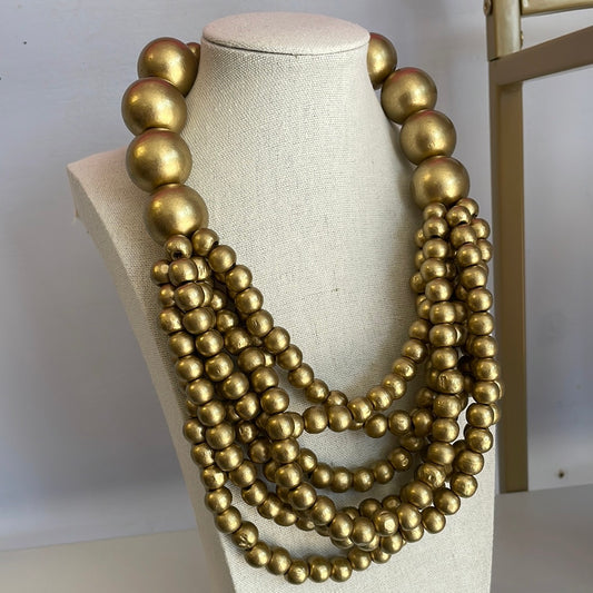 Golden Beaded Statement Necklace