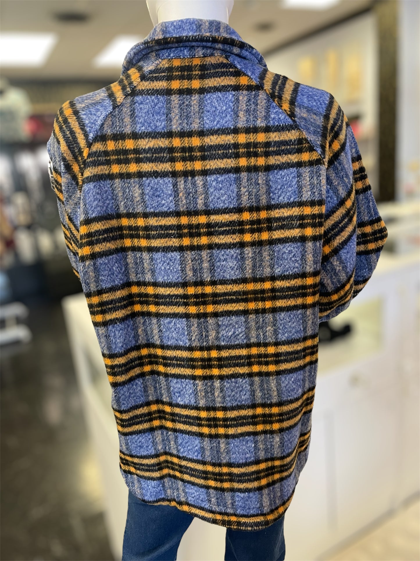 Mustard Plaid High Low Jacket