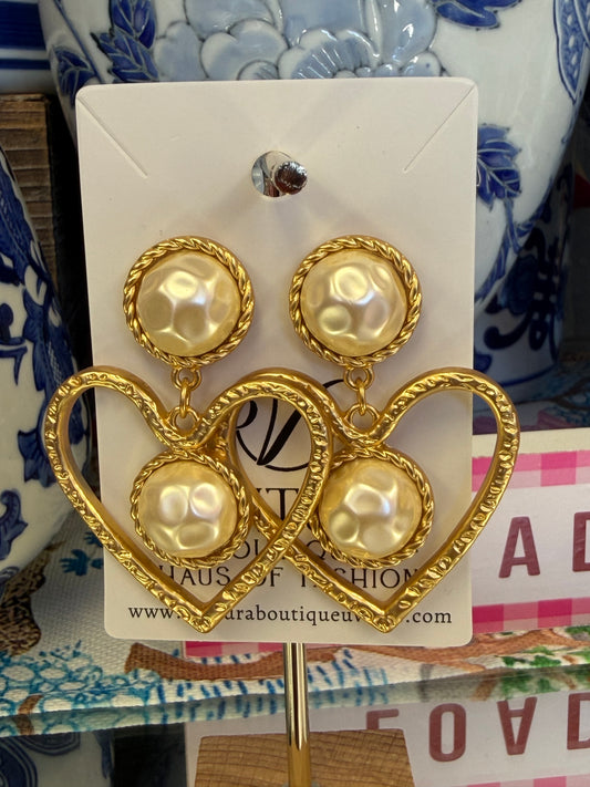 Heart Pearl Rome Post Stud Earrings