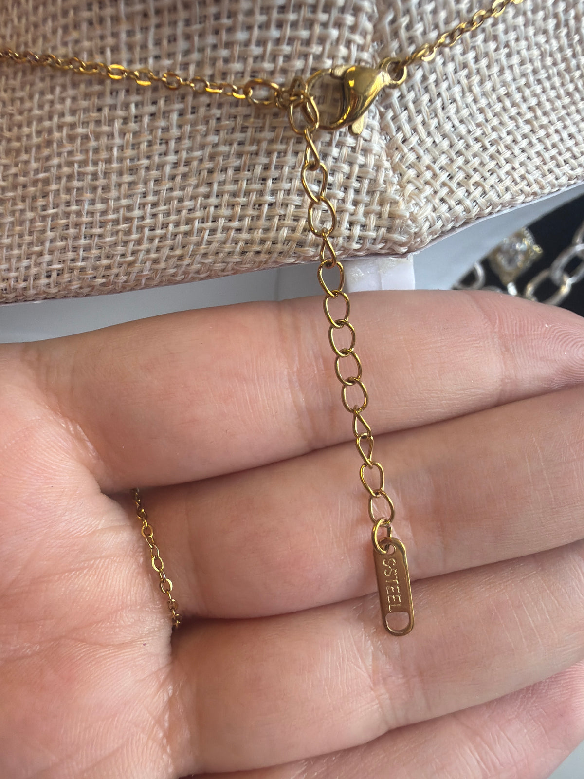 Stainless Steel Gold Plated Stud Earrings and Necklace