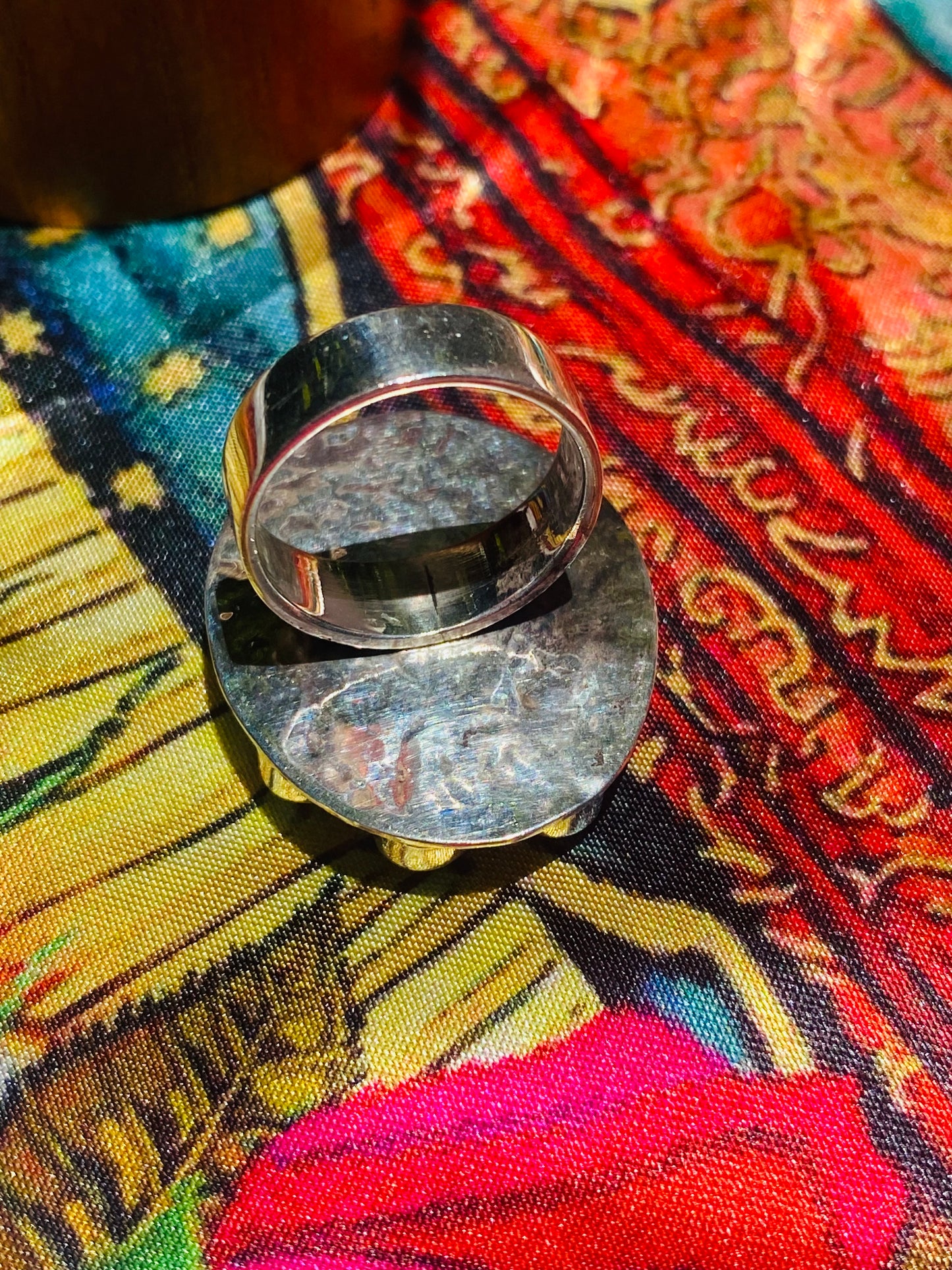 Sterling Silver Our Lady Turquoise Cross Ring  Size 7