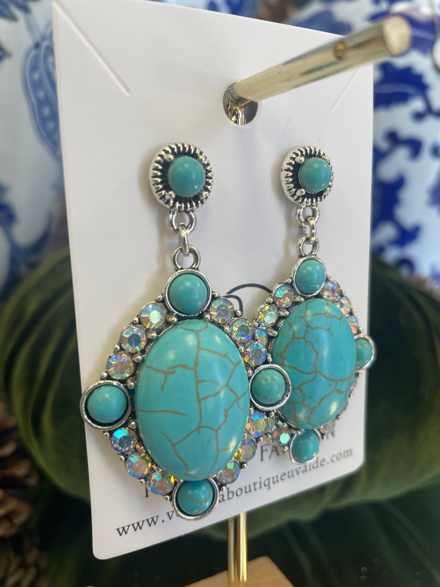 AB Stone Western Post Stud Earrings
