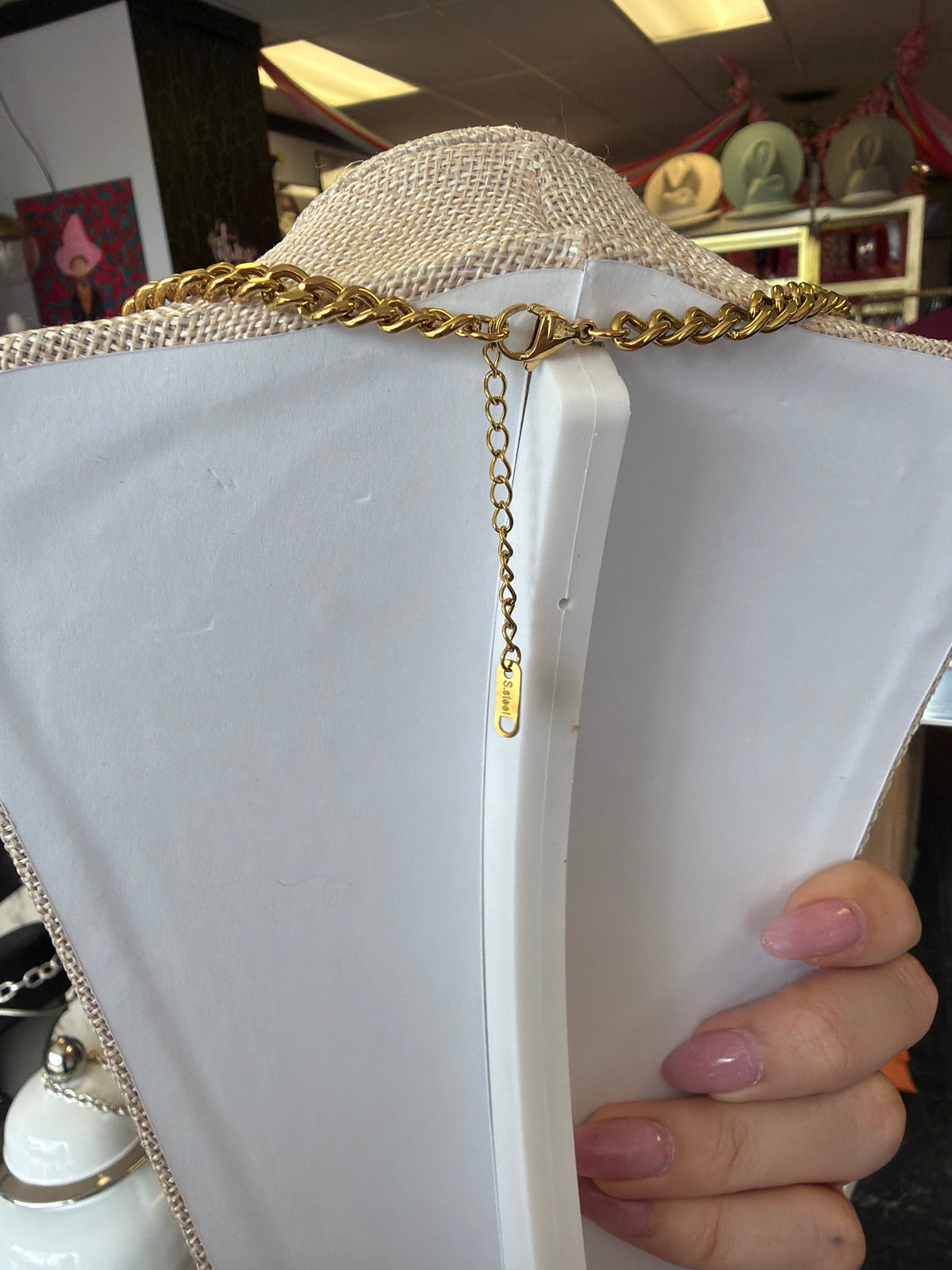 Stainless Steel Gold Plated Horseshoe Bling Necklace