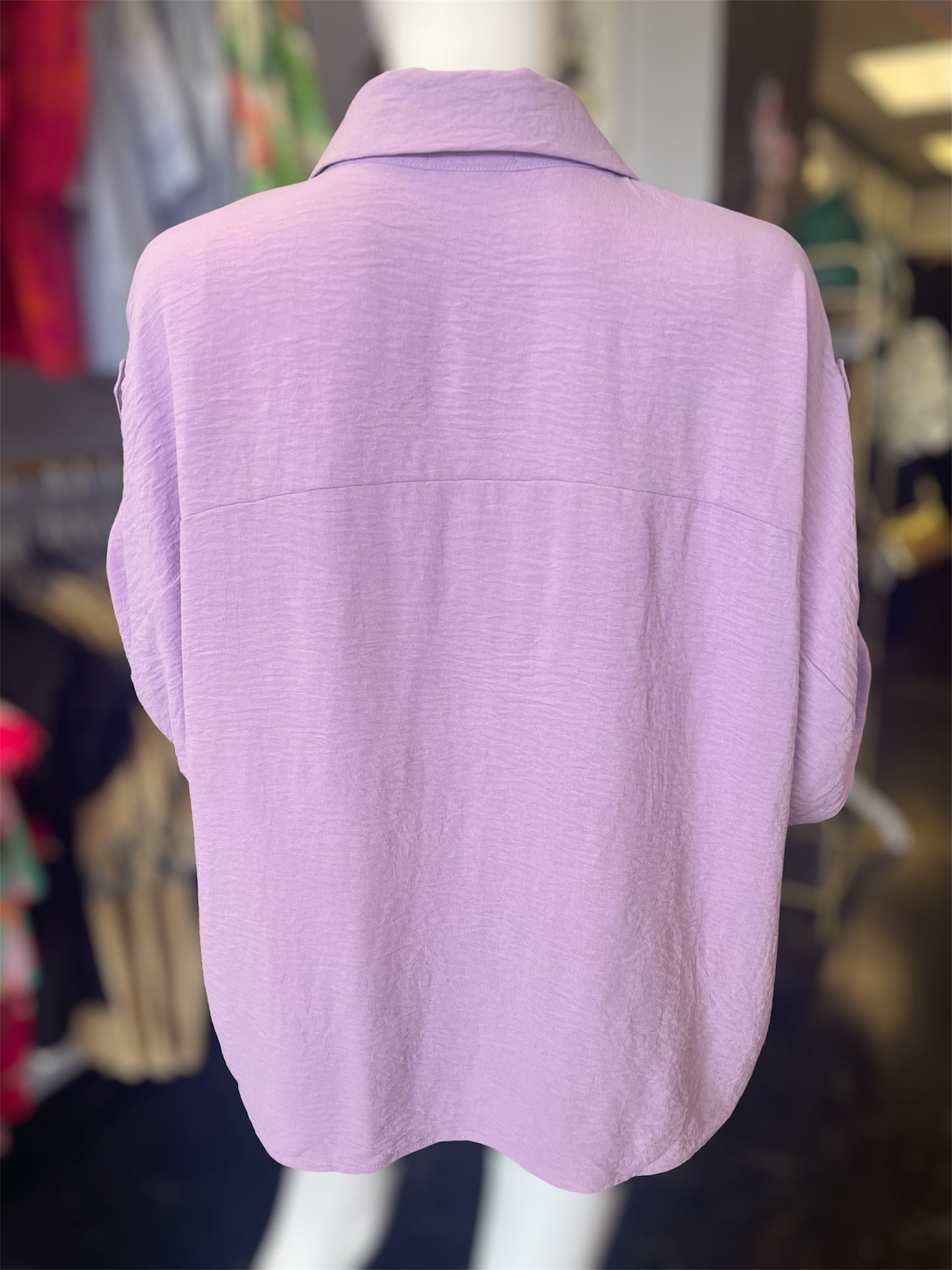 Lilac Mother Of Pearl Button Top (Curvy)