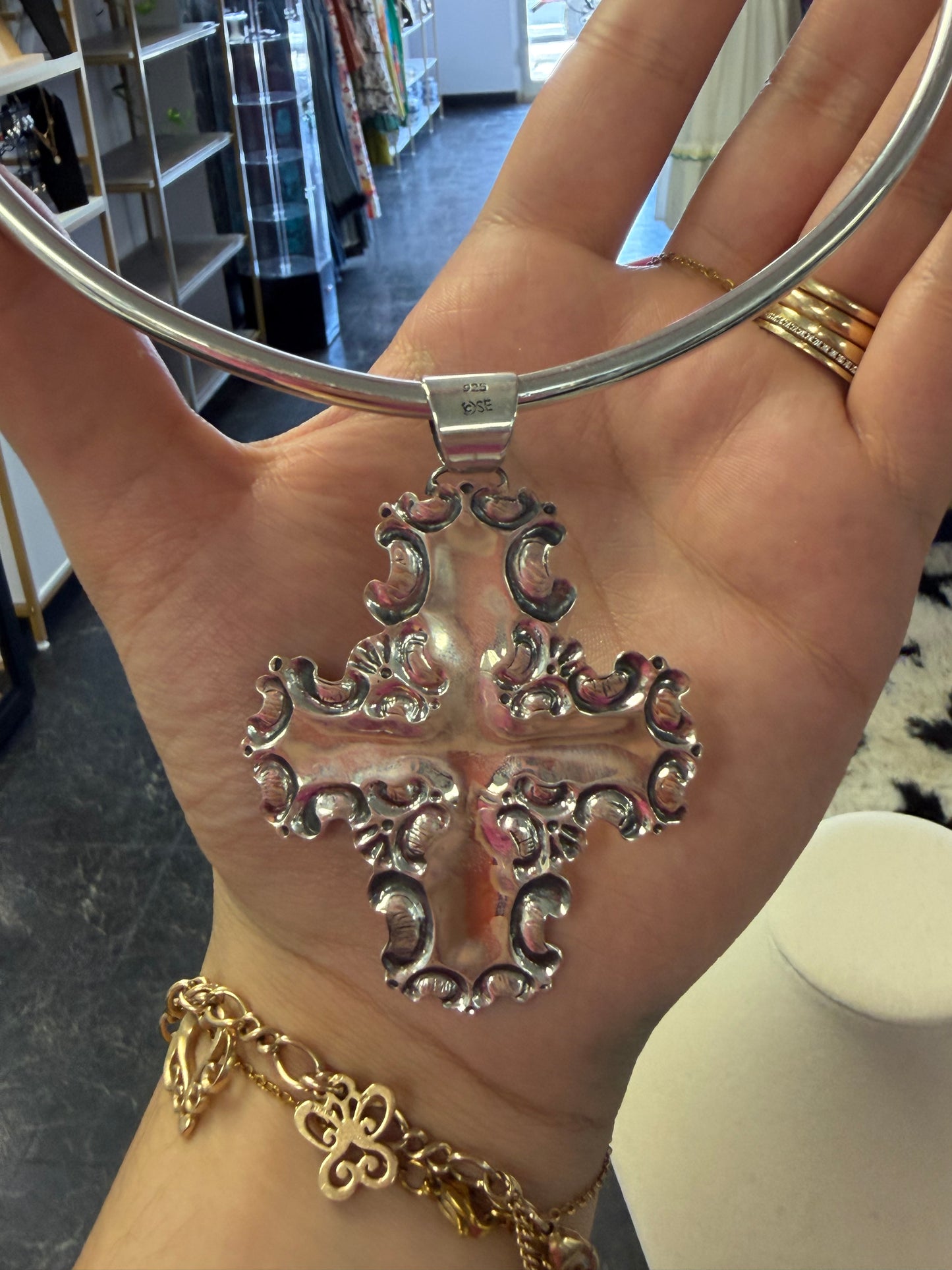 Sterling Silver Big Cross Art Style