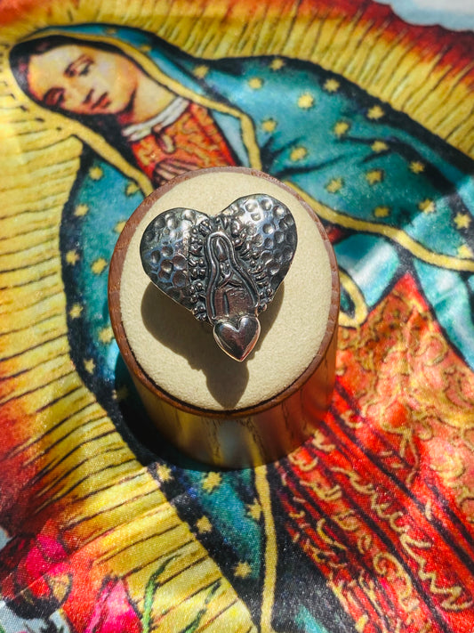Sterling Silver Heart Our Lady Ring