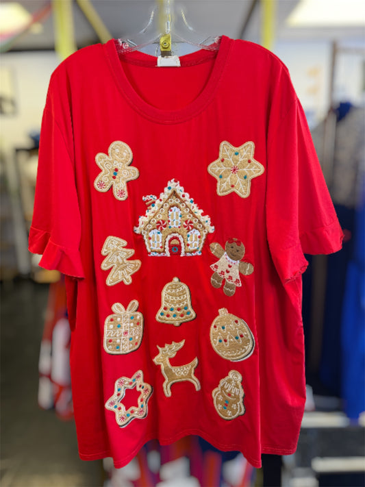 Holiday Red Premium Embroidery Shirt 3X