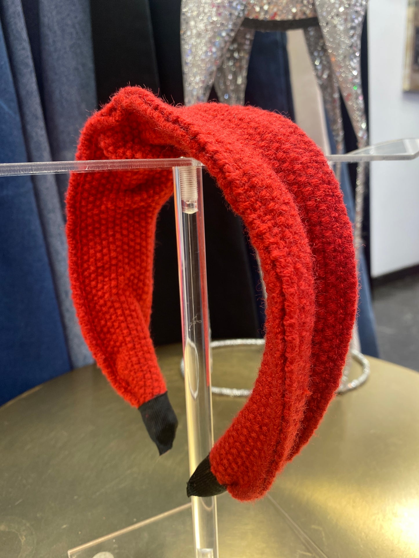 Knitted Scrunch Red Headband