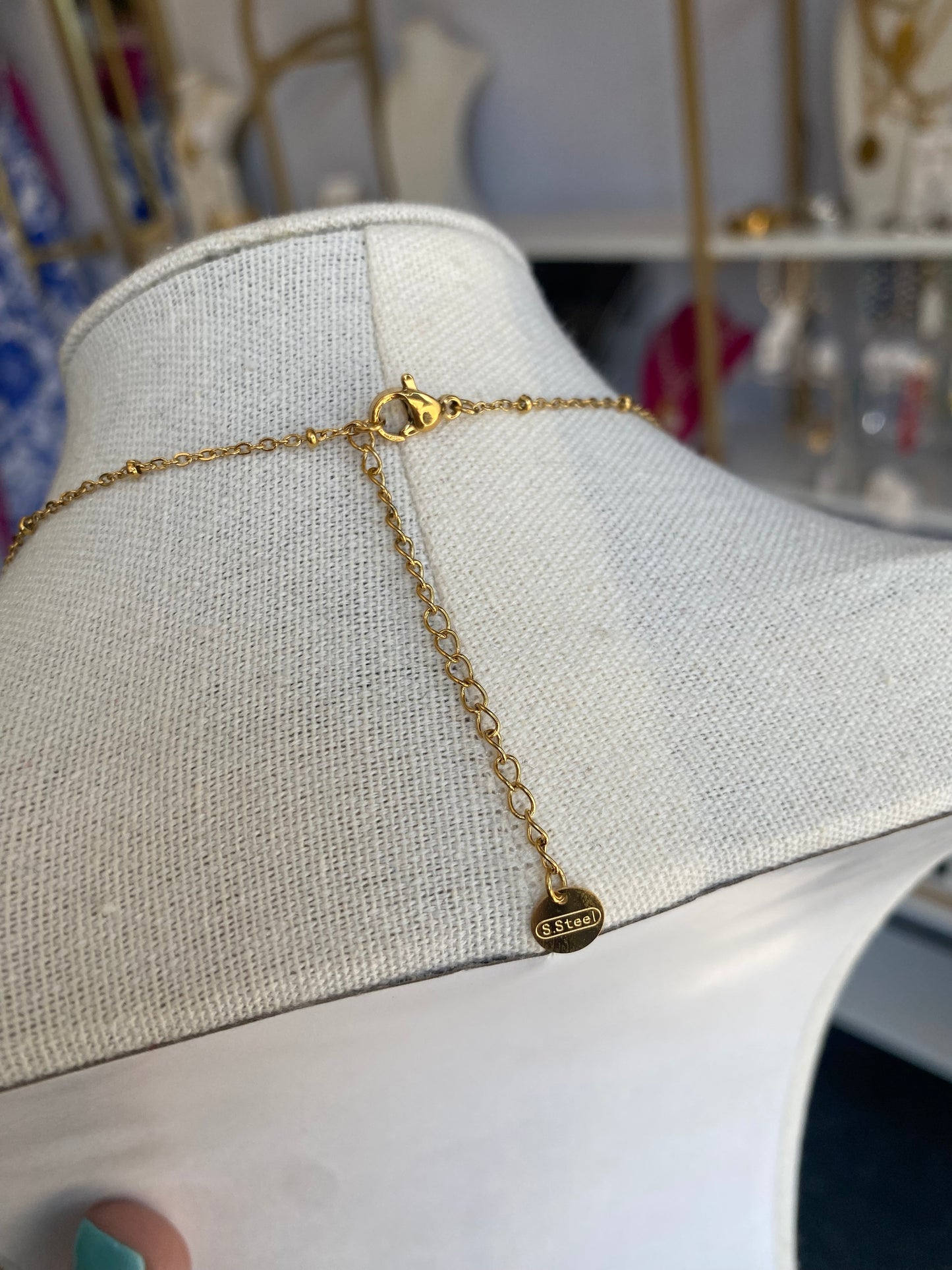 Crystal By The Yard Lariat Necklace Stainless Gold Plated