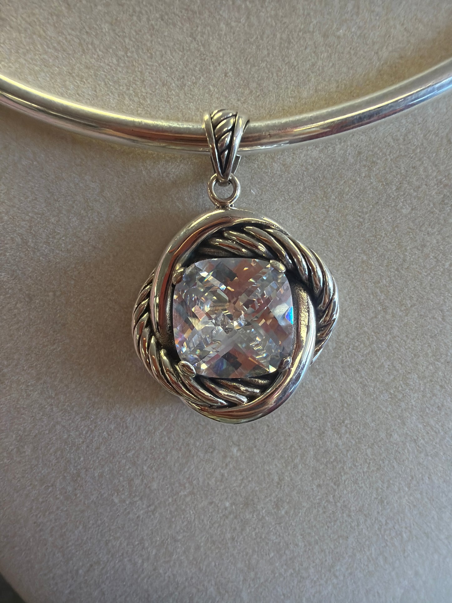 Sterling Silver Clear Stone Pendant