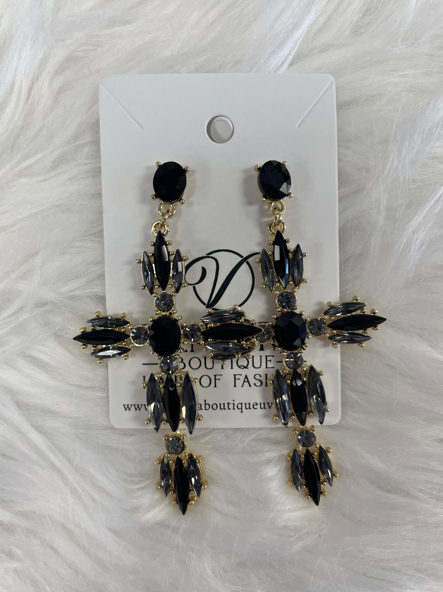 Black Cross Earrings