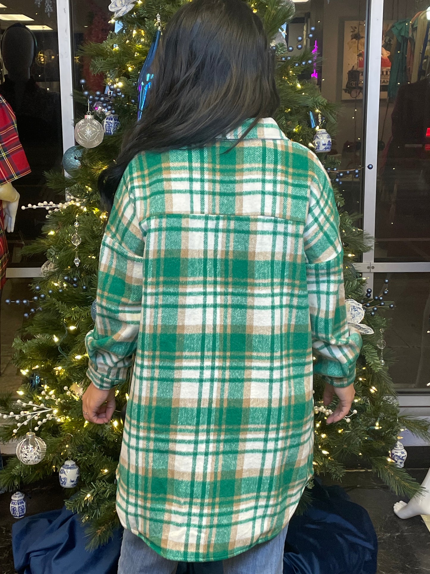 Green Plaid Flannel Jacket