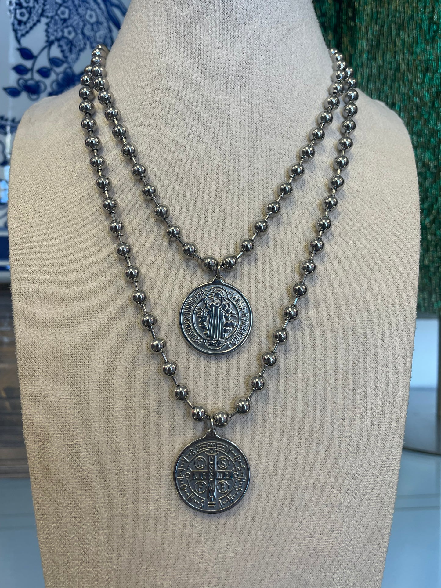 Stainless Steel Beaded Saint Benedict Necklaces (bestselling)