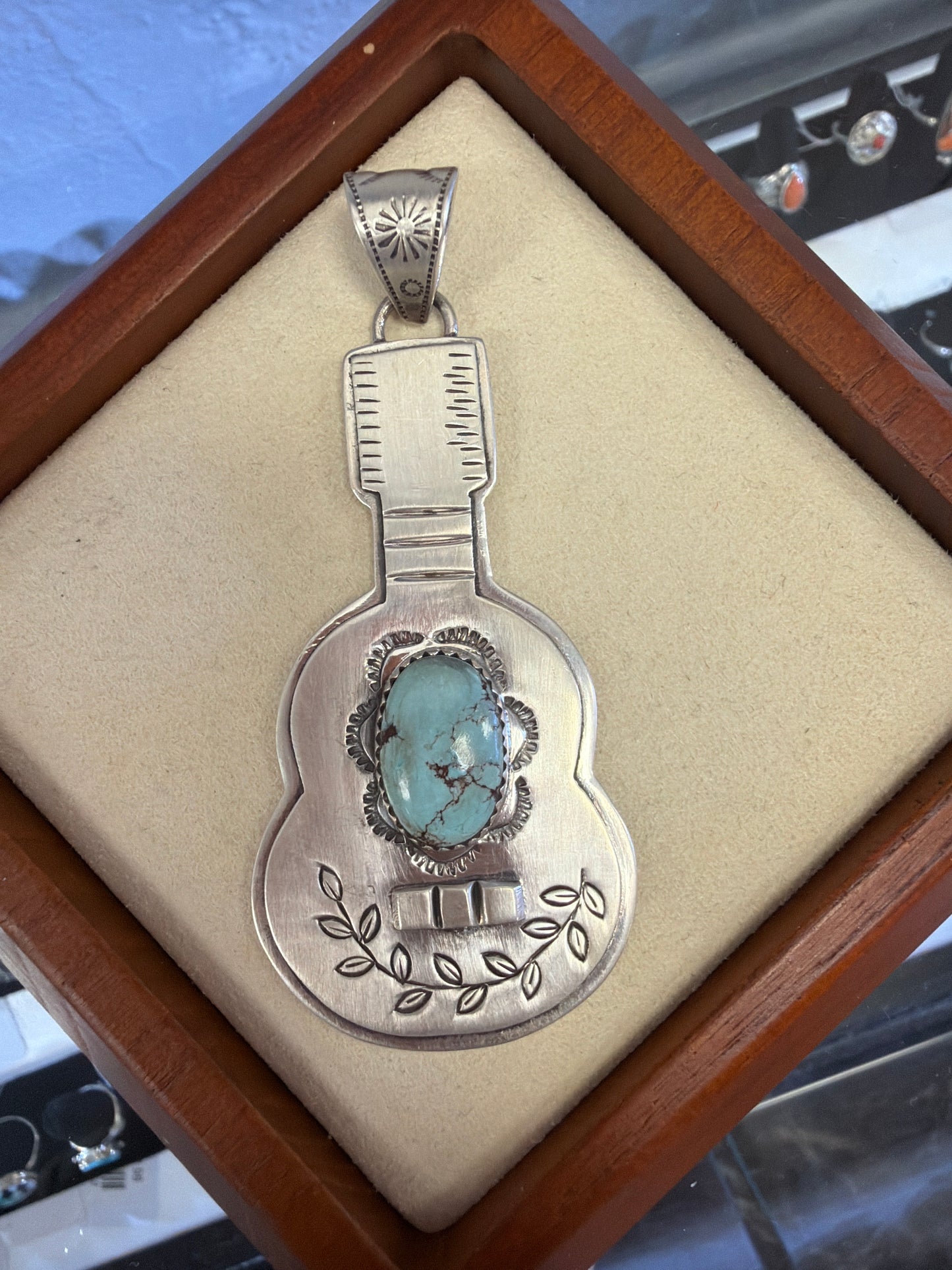 Turquoise Sterling Silver Guitar Pendant