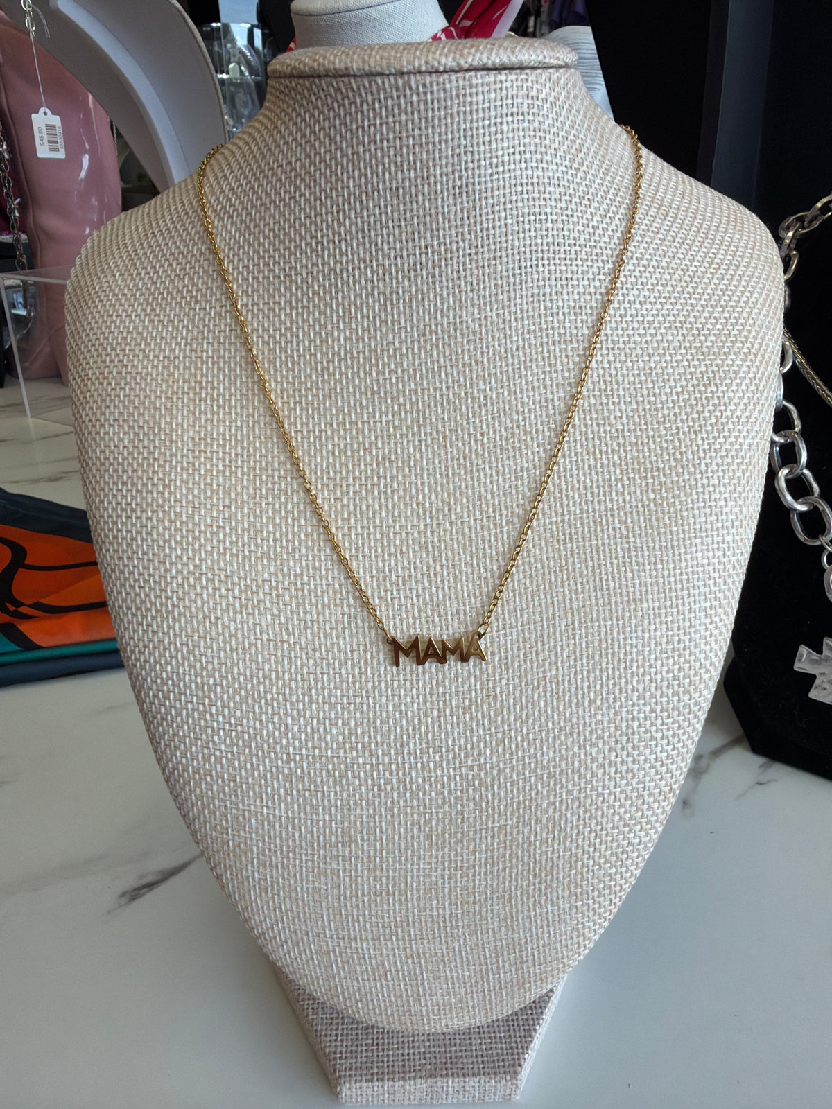 Stainless Steel Gold Plated MAMA Necklace