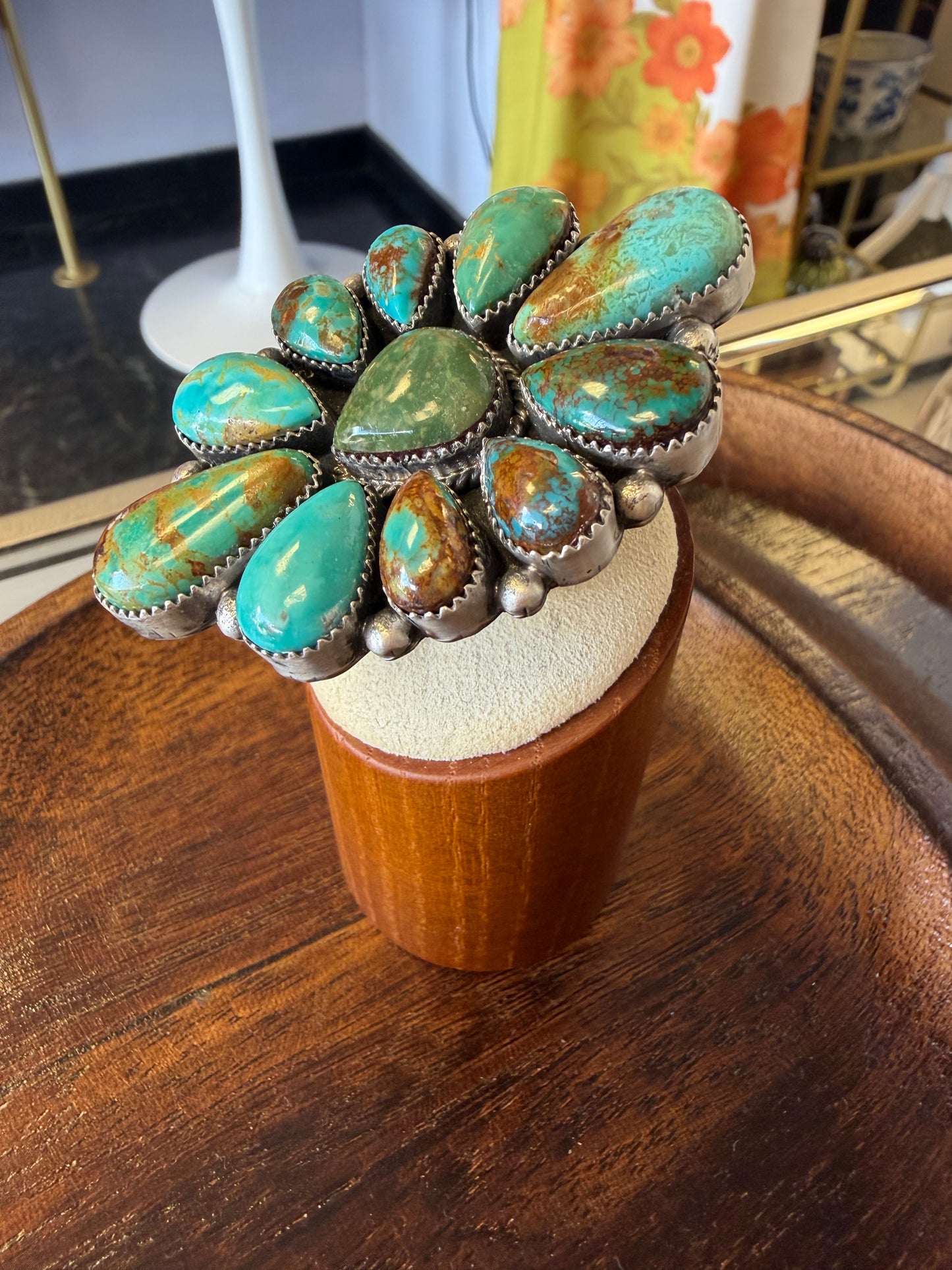 Sterling Silver Native A. Spencer Royston Turquoise Ring Adjustable