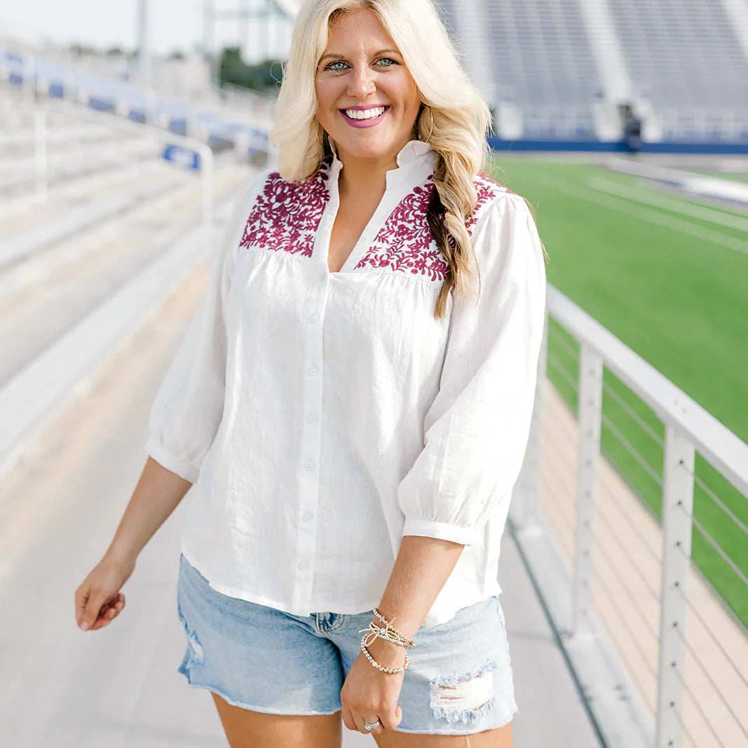 Jane Top - White/Marron