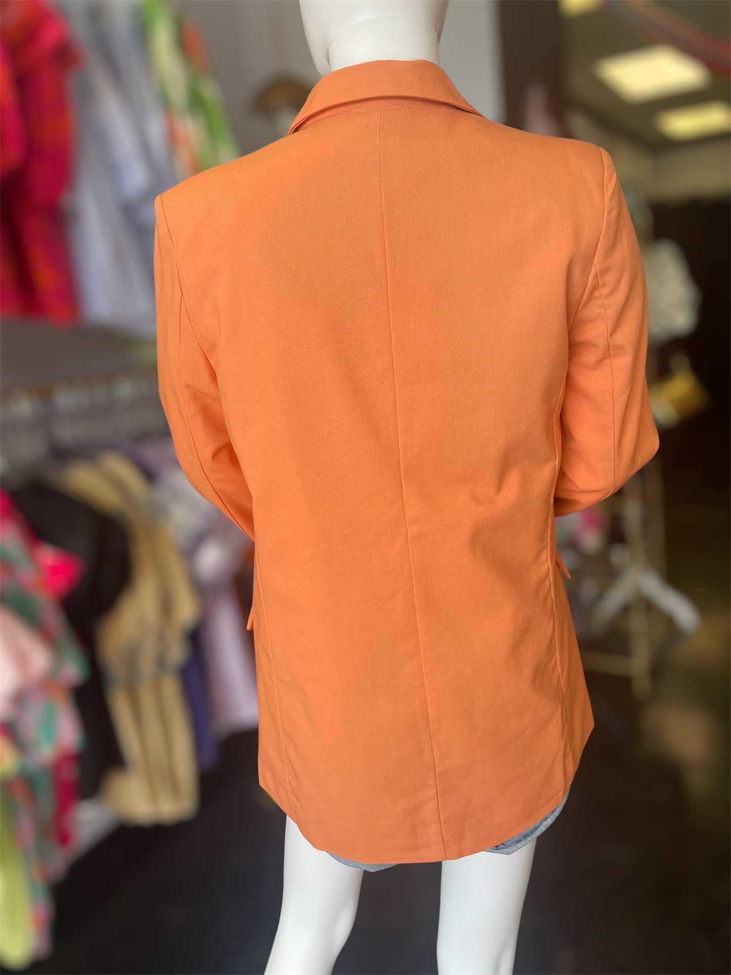 Warm Orange Linen & Cotton Blend Blazer