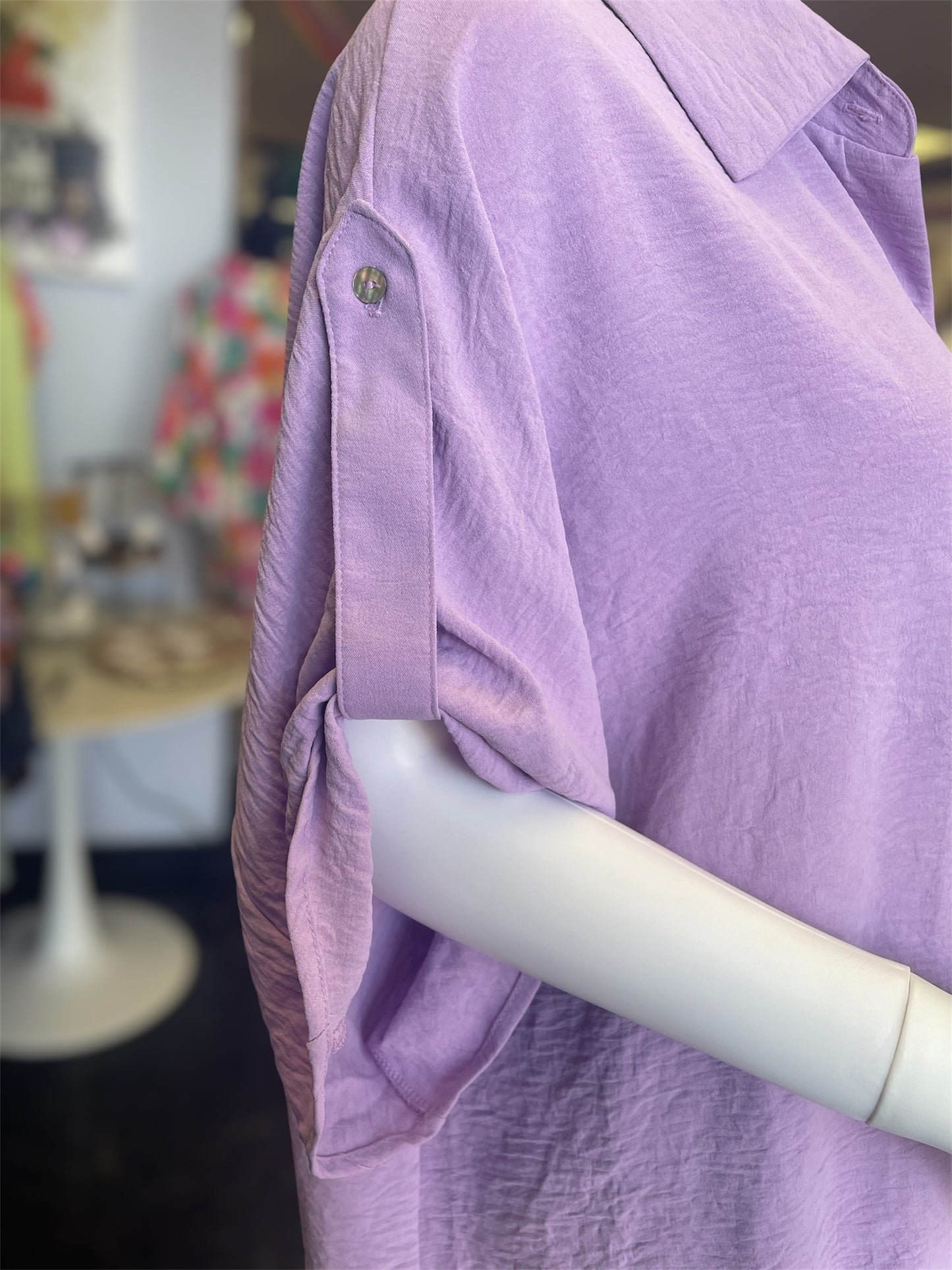 Lilac Mother Of Pearl Button Top (Curvy)