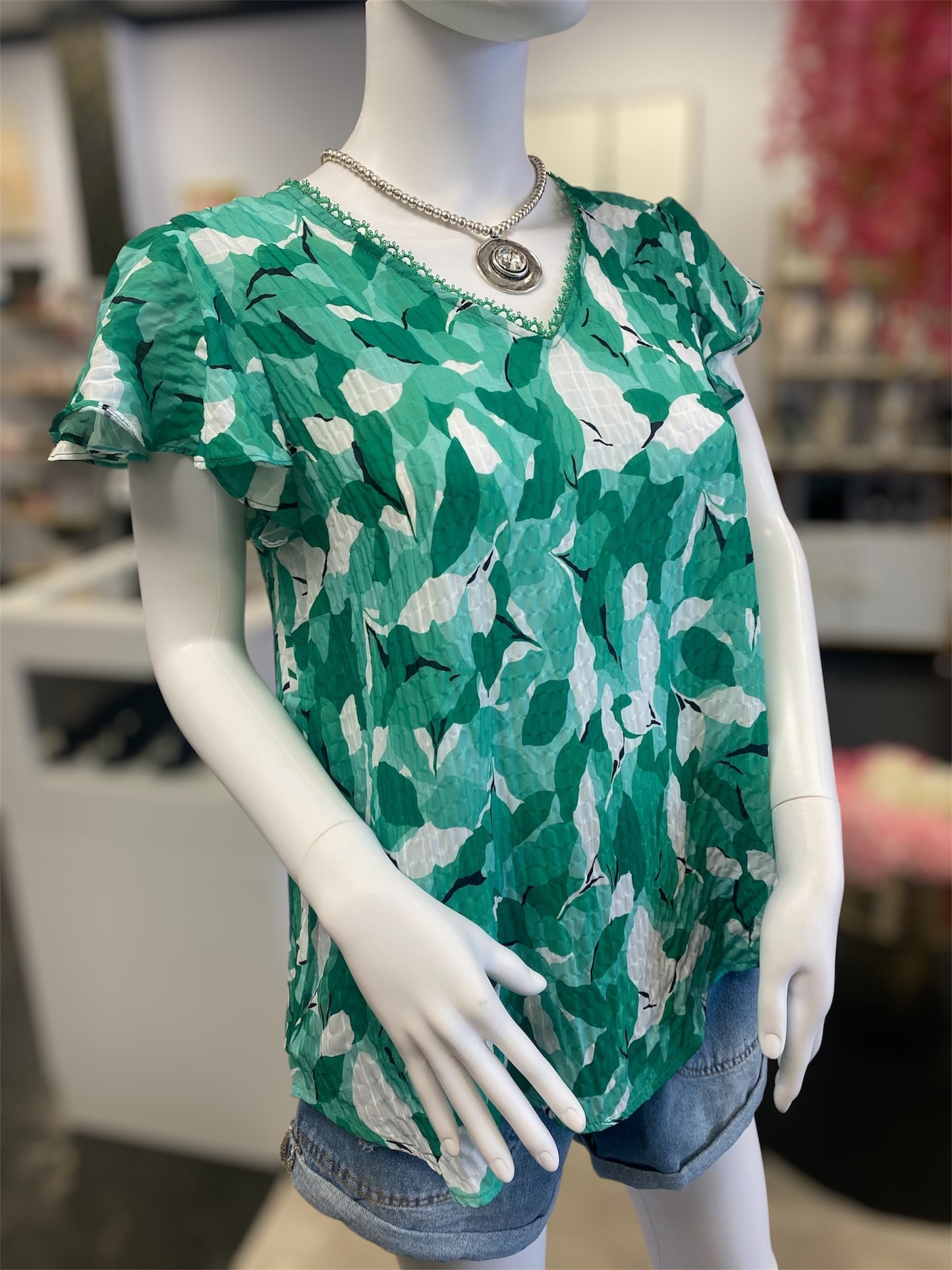 Flutter Sleeve Printed Poly Satin Top