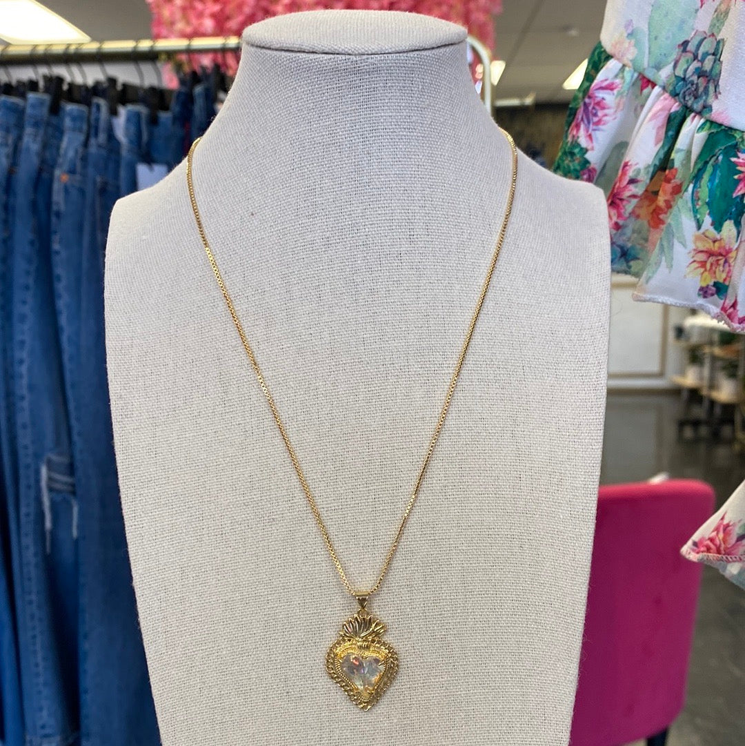 Sacred Heart Crystal Necklace