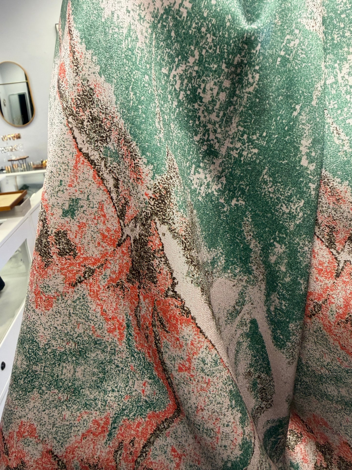 Silk Green And Orange Top