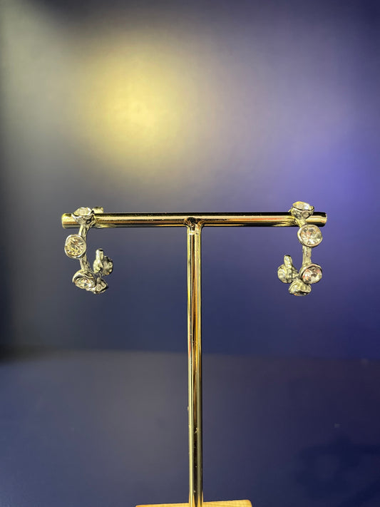 Uno Silver Crystal Hoop Earrings