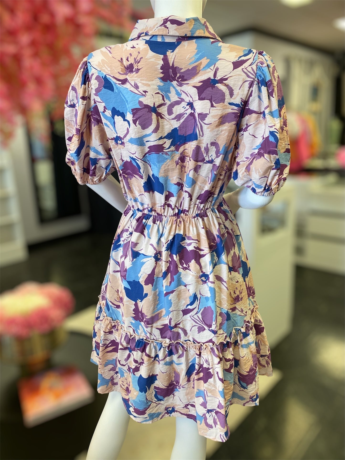 Floral Print Button Up Dress