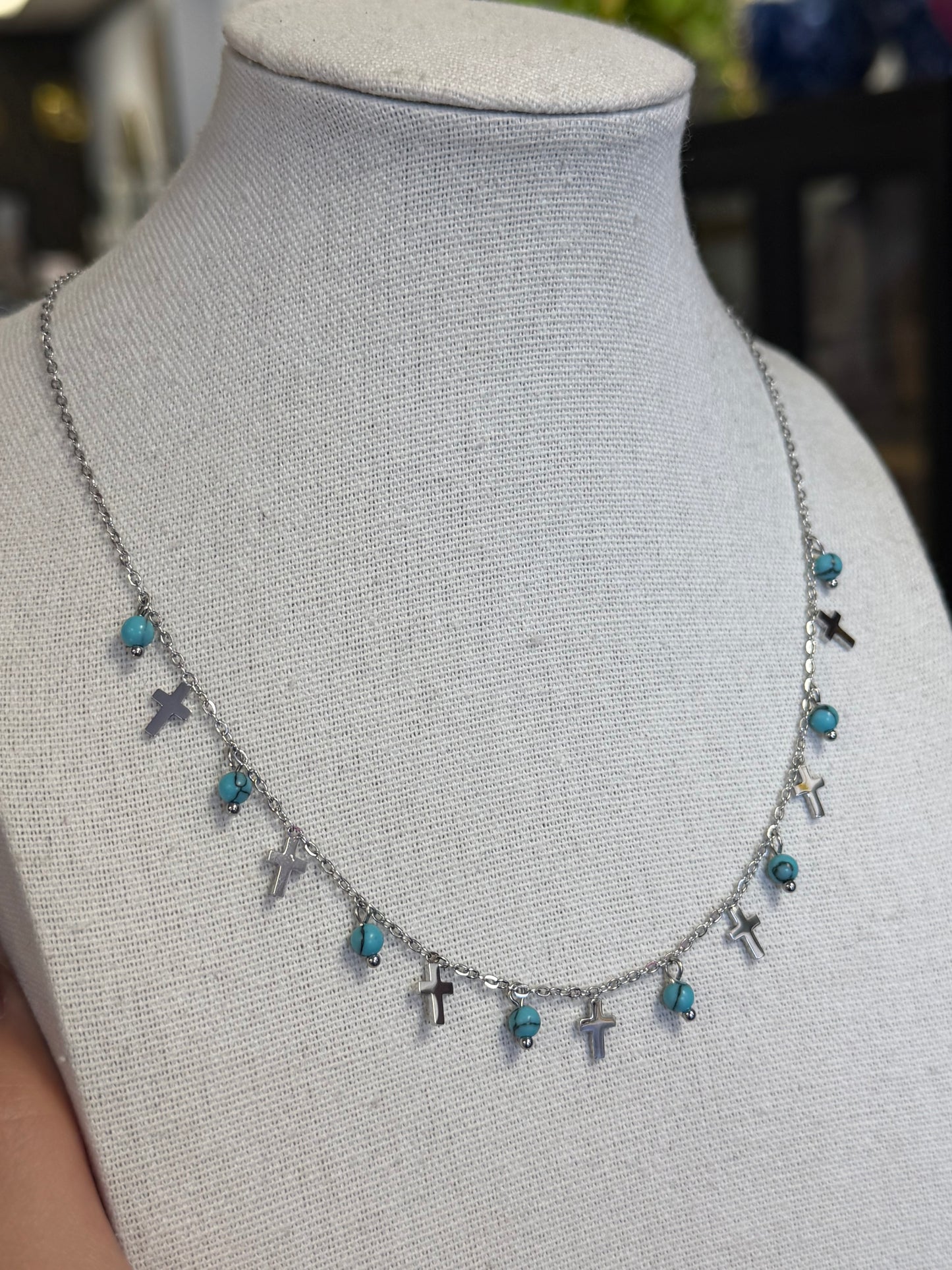Silver Stainless Multi Cross Necklace