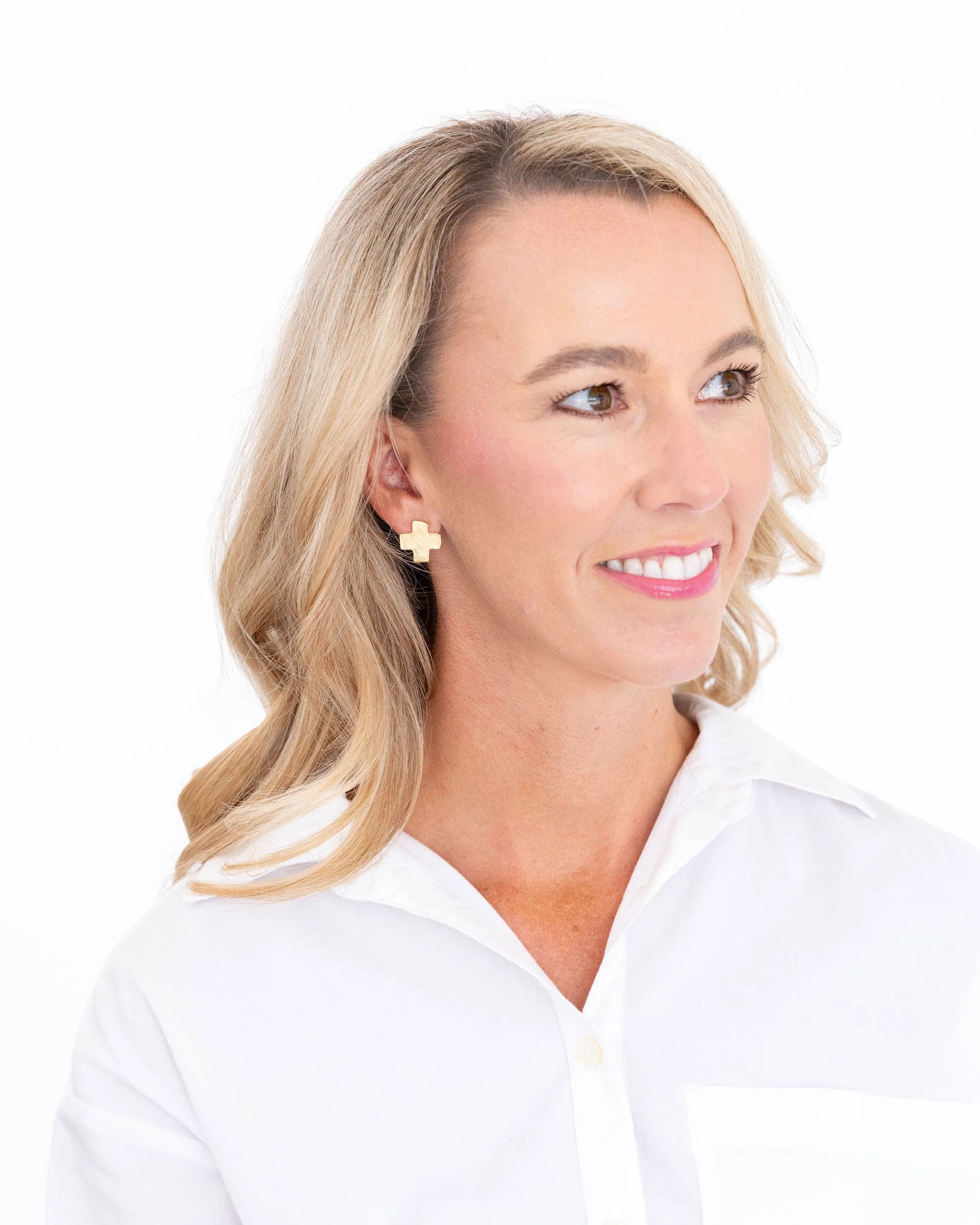 Susan Shaw Mini Gold Square Cross Stud