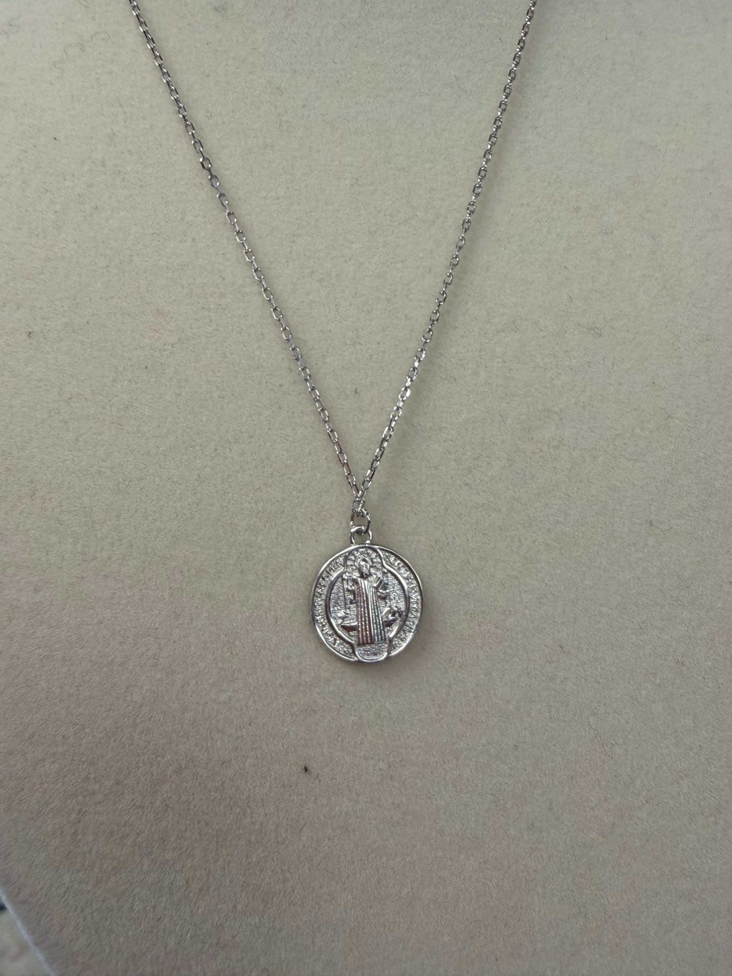 Sterling Silver Saint Benedict Dainty Necklace