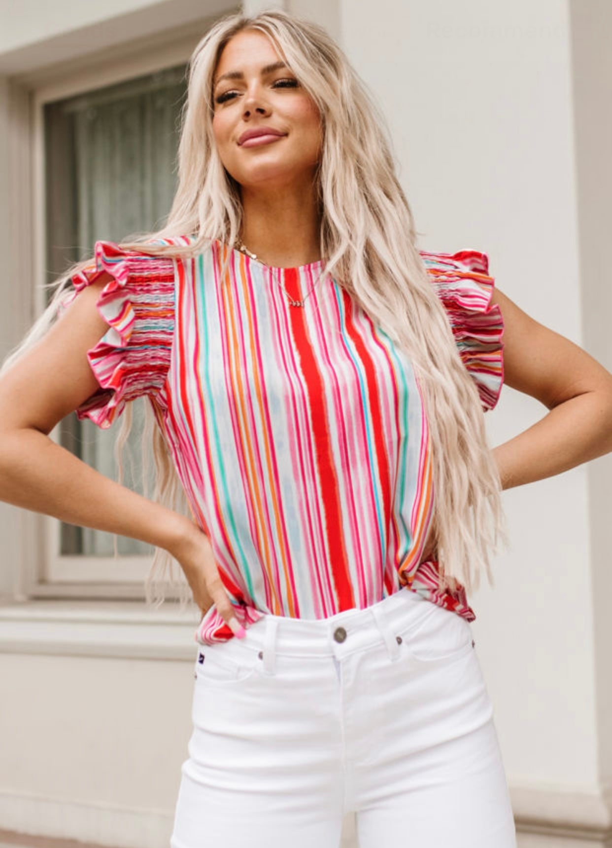 Stripe Ruffled Stitch Top