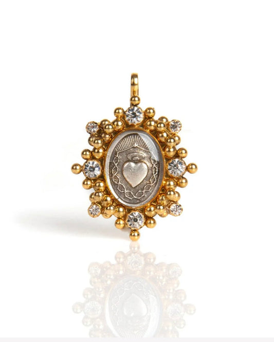 Oval Cloister Sacred Heart Medallion - Gold