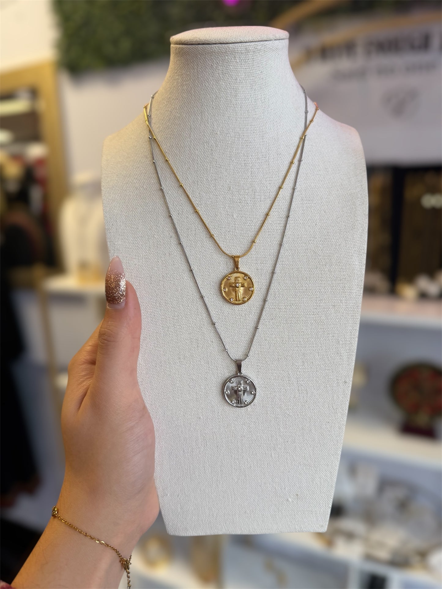 Stainless Cross Crystal Necklaces