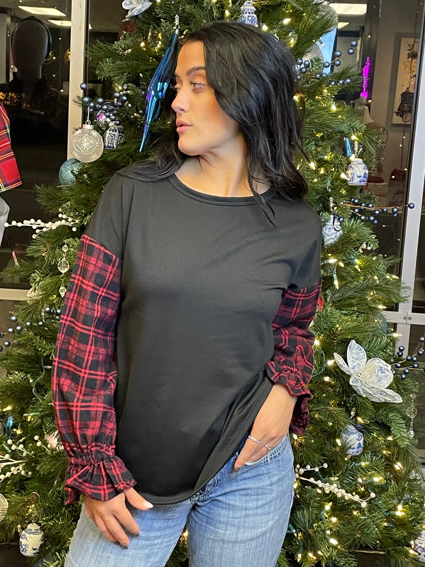 Buffalo Plaid Long Sleeve Top