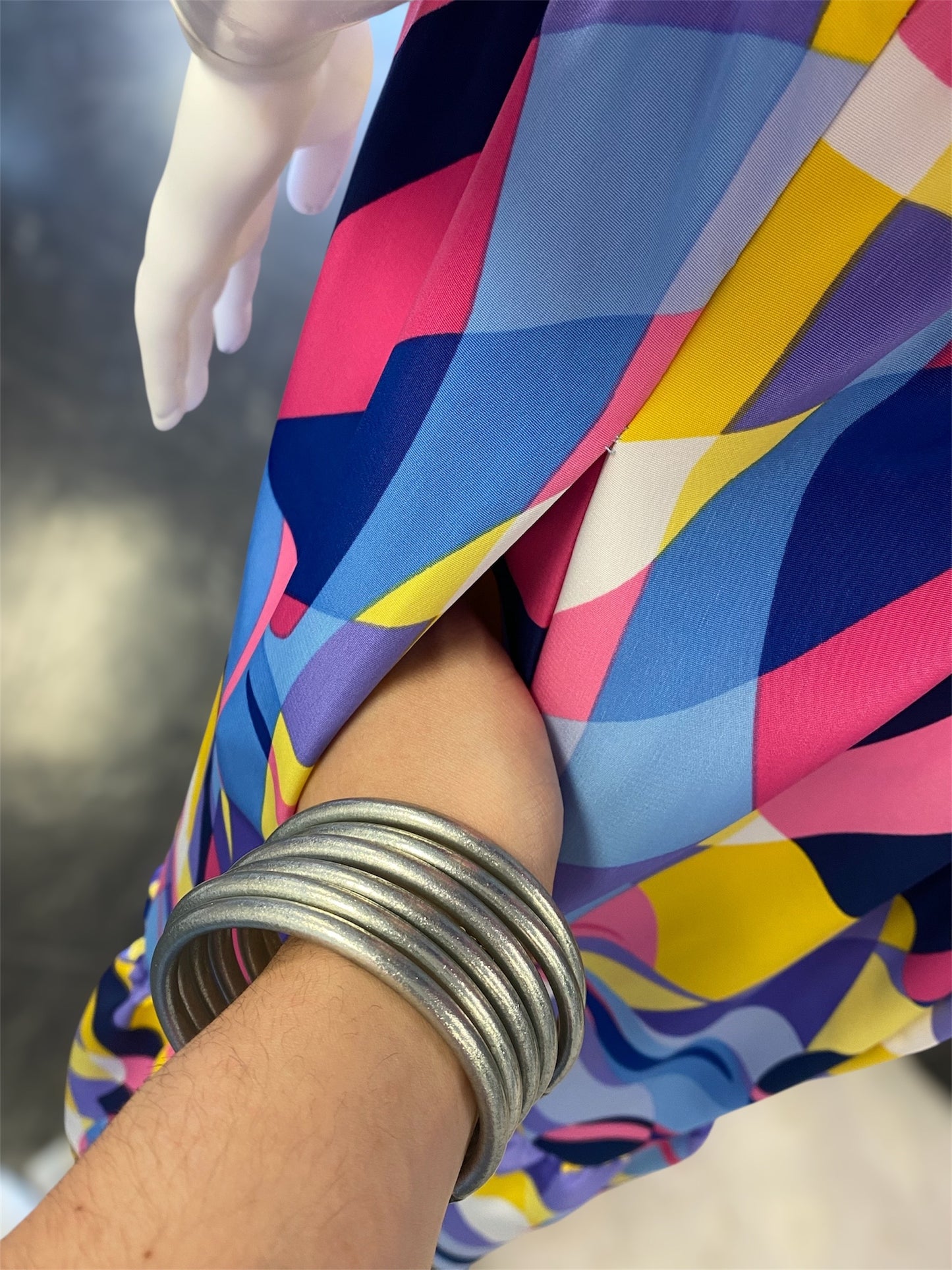 Short Sleeve Multi Print Colorful Maxi Dress