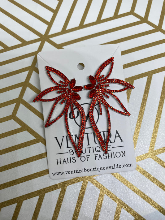 Red poinsettia earring