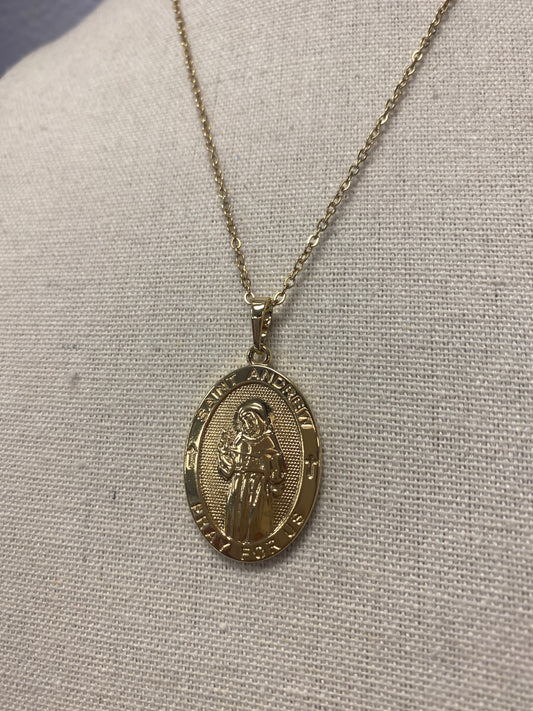 Saint Anthony Gold Religious Necklace