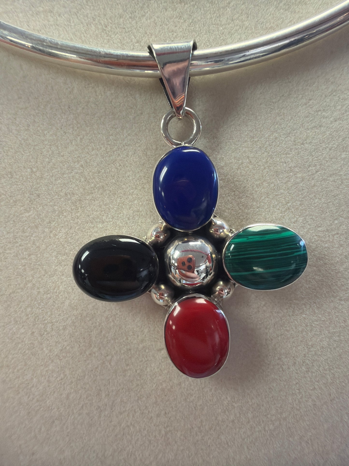 Sterling Silver Multi Stone Pendant