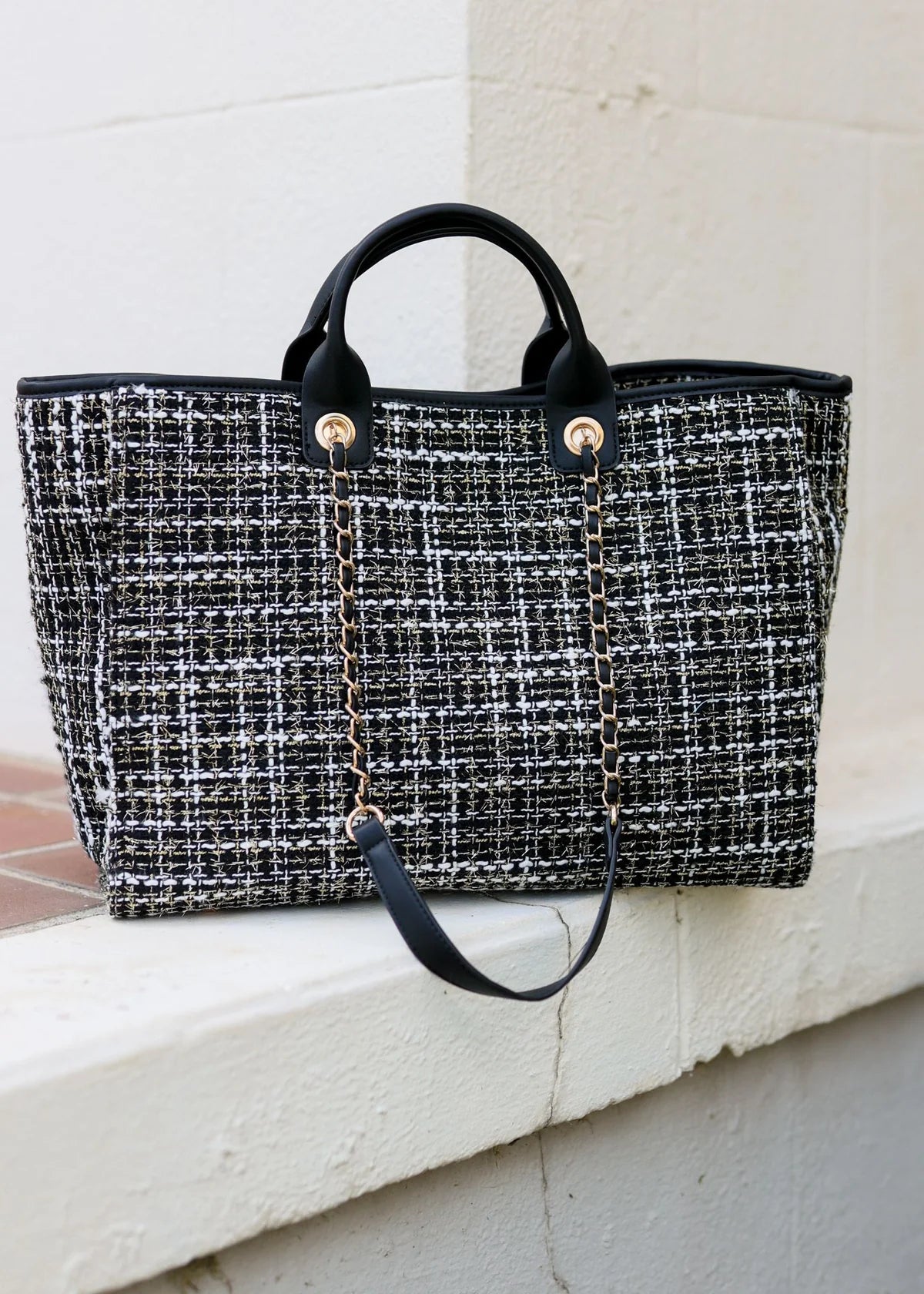 Mellisa Tote Bag Black Tweed