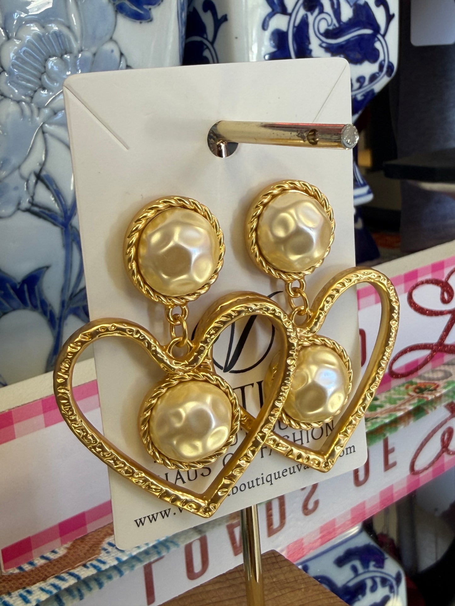 Heart Pearl Rome Post Stud Earrings