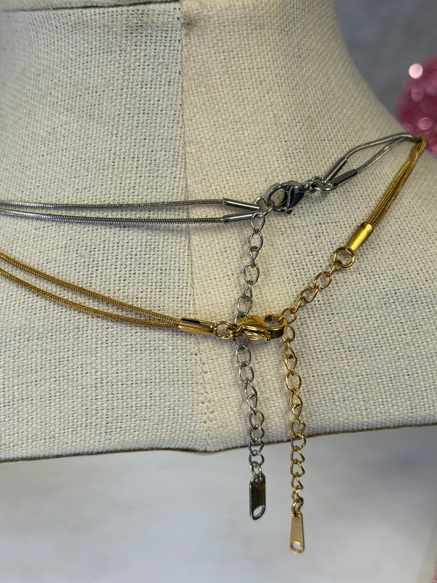 Double Strand Stainless Imitation Pearl Necklace