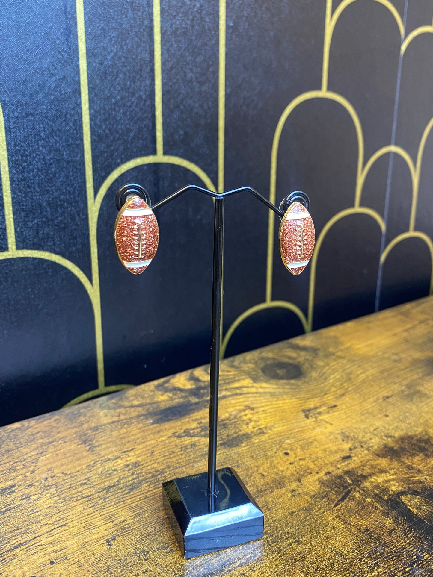 Football Glitter Stud Earrings