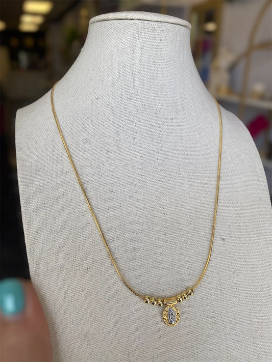 2 Tone Mary Beaded Adjustable Necklace