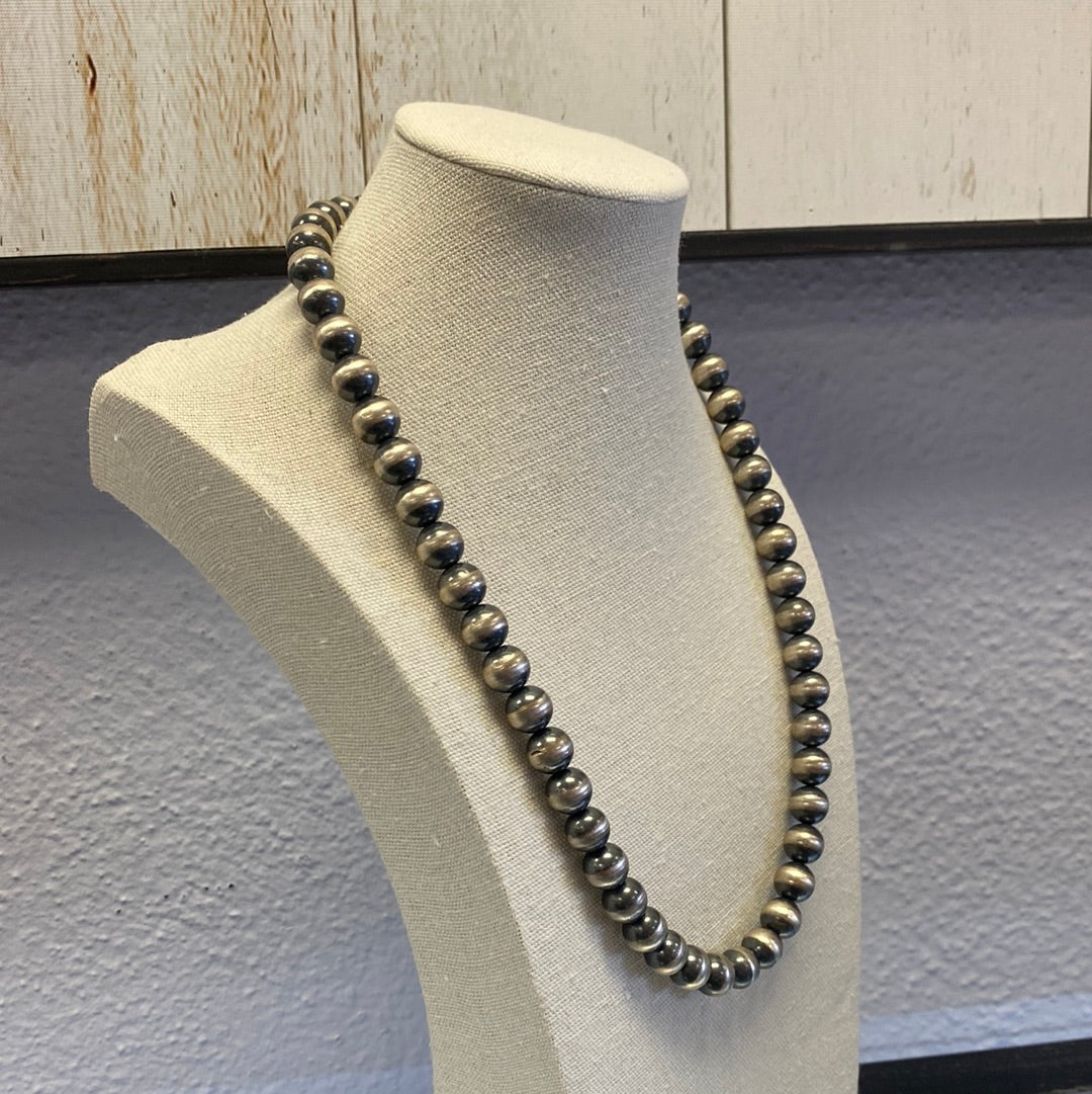 20" 10MM " NAVAJO STYLE" STERLING PEARLS