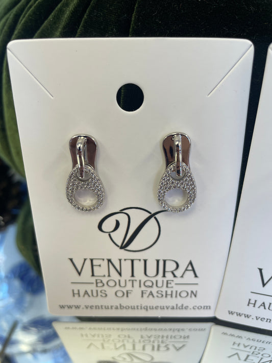 Zipper Crystal Stud Earrings